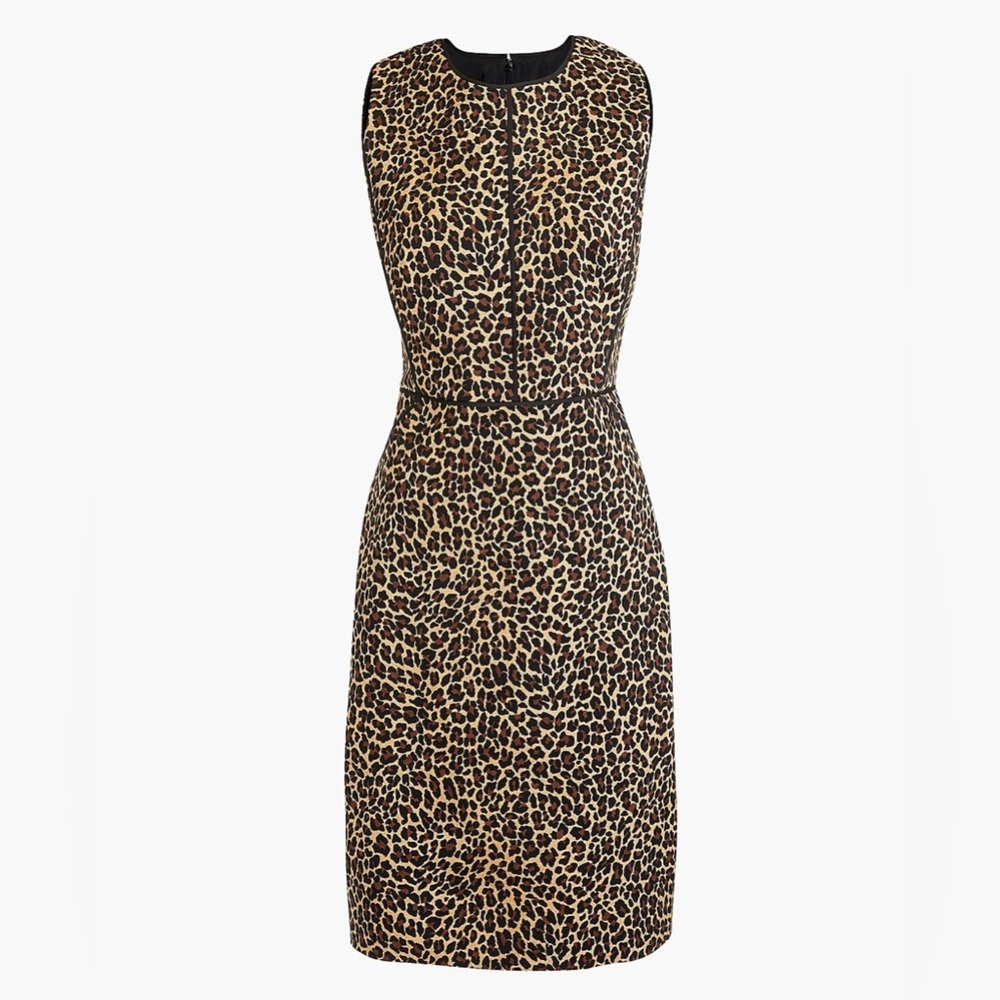 J. Crew Women’s Leopard Print Sheath dress stretch cotton Knee Length Classic 00